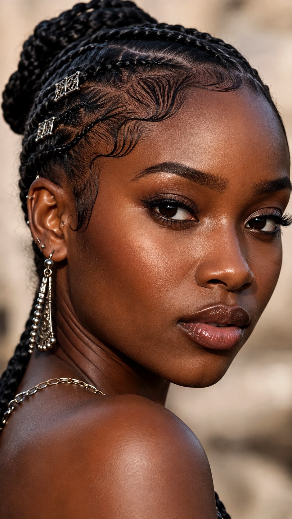 Hair Tattoo Low Bun with Beads - 25 y2k bun hairstyle ideas