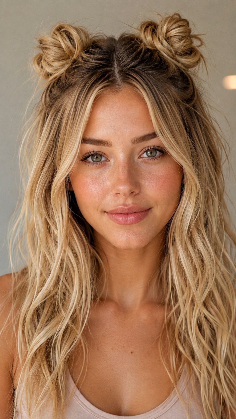 Half Up Half Down Space Buns - 22 space bun hairstyle ideas