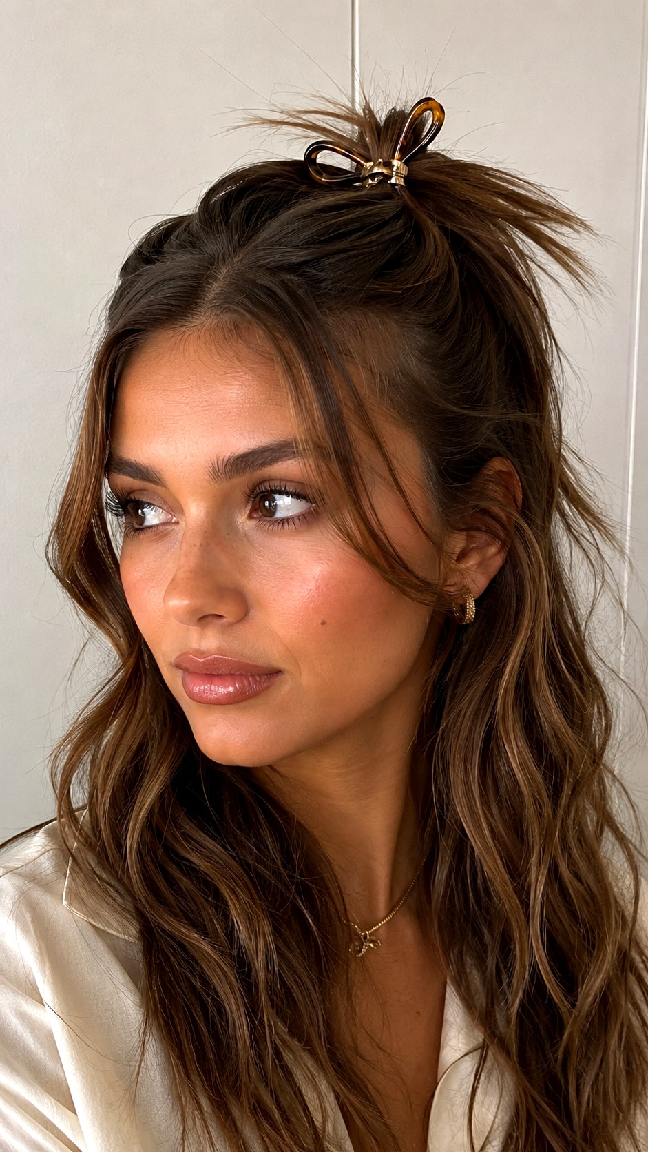Half Up Spiky Bow Twist Clip - 21 spiky claw hairstyle ideas