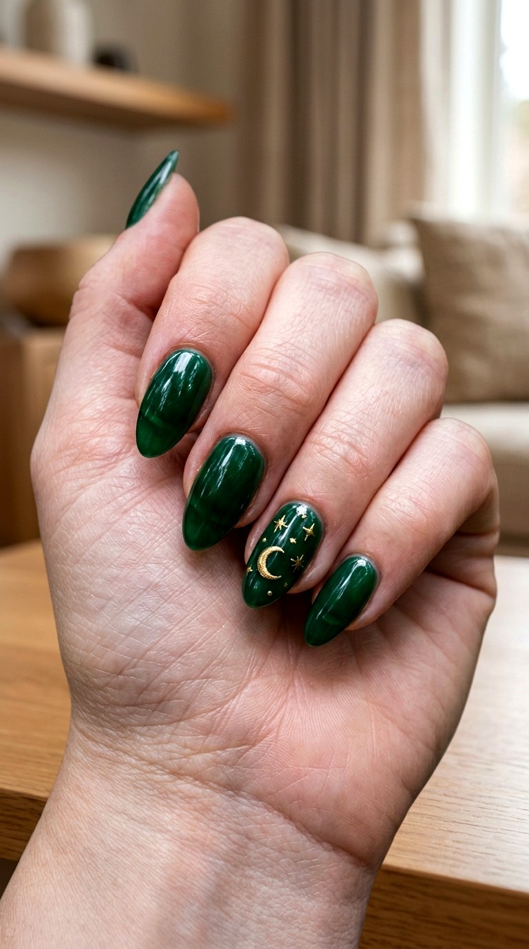Haunted Forest Green Nails - 24 halloween nail ideas
