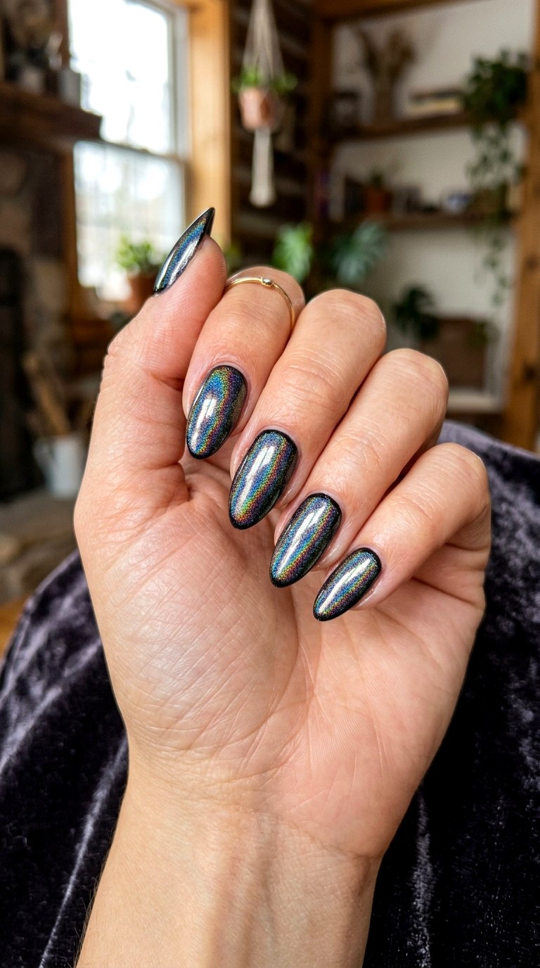 Haunted Holographic Nails - 24 halloween nail ideas