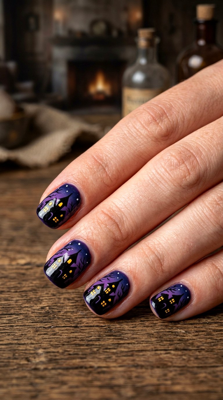 Haunted House Nails - 25 spooky nail ideas