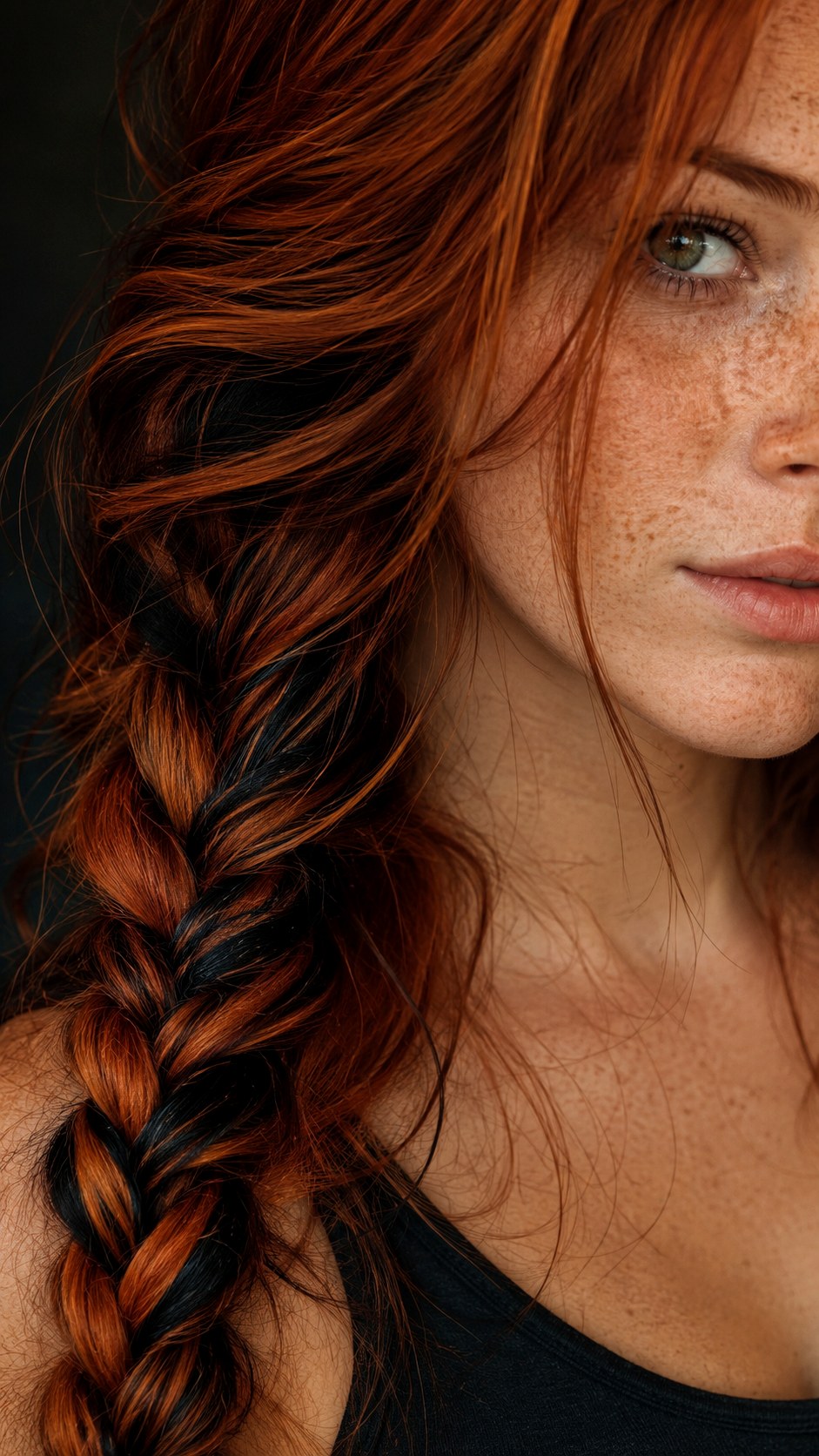 Hidden Black Highlights for Red Hair - 23 black color highlights ideas