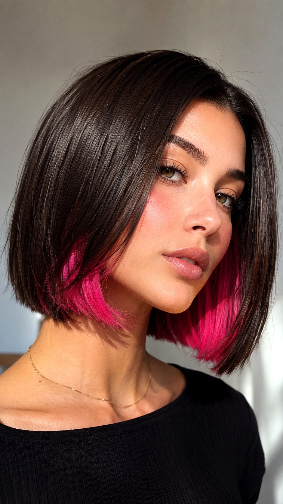 Hidden Pink Underlayer Bob - 23 hot pink hair color ideas