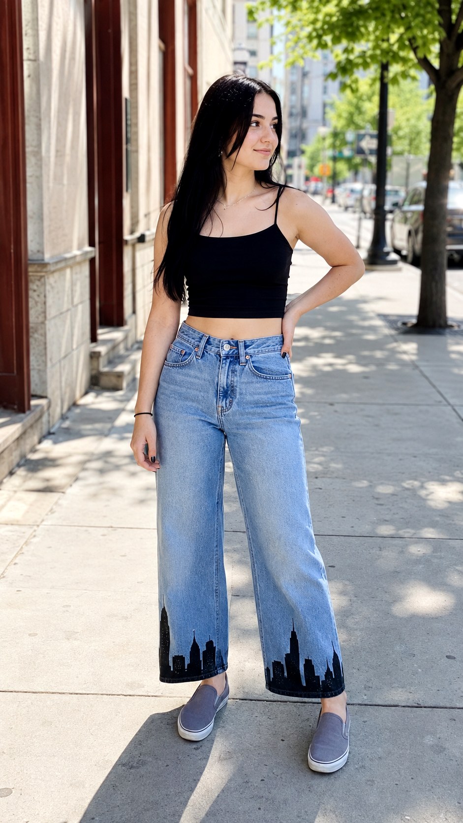 Hometown Skyline Silhouette Accents - 23 custom hand painted senior jeans ideas