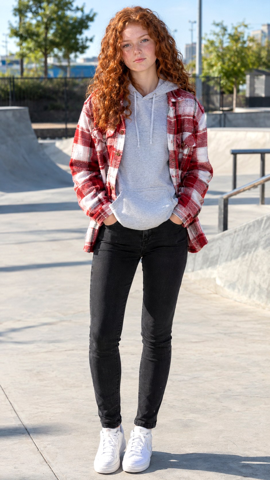 Hoodie Layering And Black Denim With Plaid Shacket - 23 plaid shacket outfit women ideas