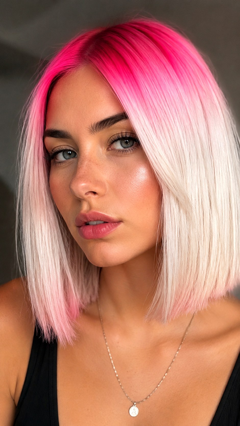Hot Pink Rooted Blunt Cut - 23 hot pink hair color ideas