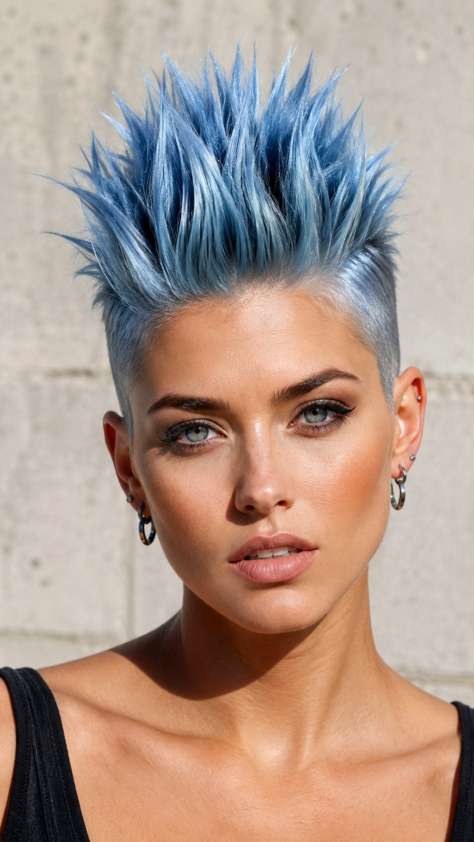 Icy Blue Vertical Spiky Crown - 24 spiky hairstyle ideas