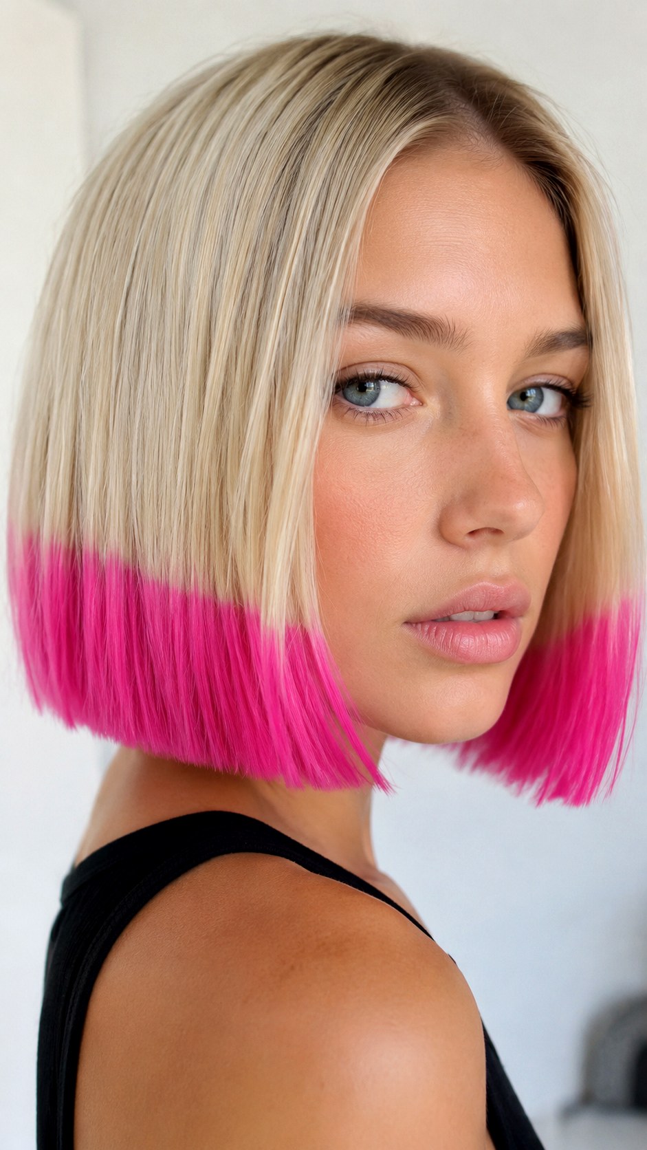 Intense Hot Pink Dip Dye Tips - 25 hot pink hair color highlights ideas