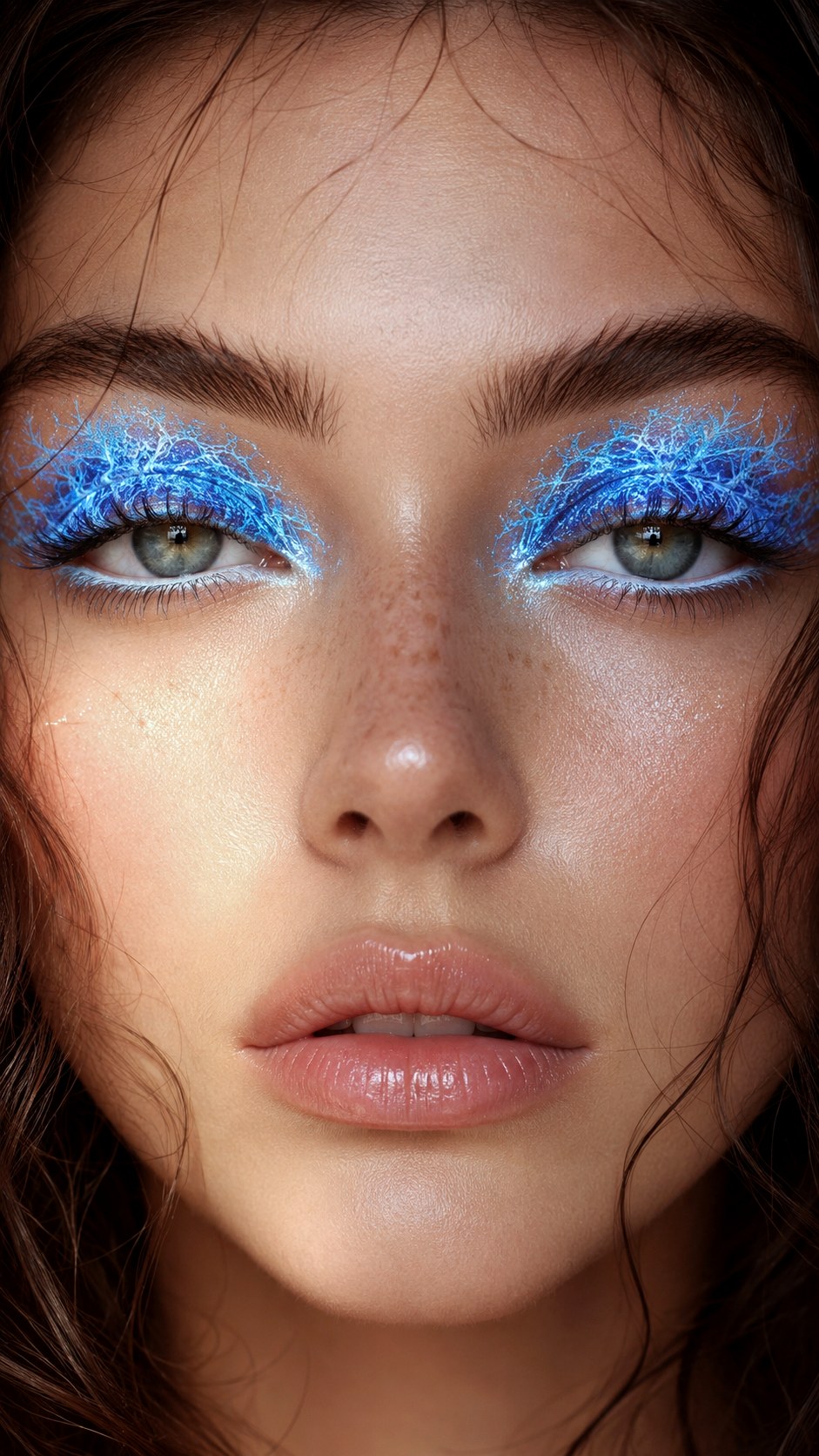 Iridescent Blue Lace Eye Overlay - 21 lace makeup ideas