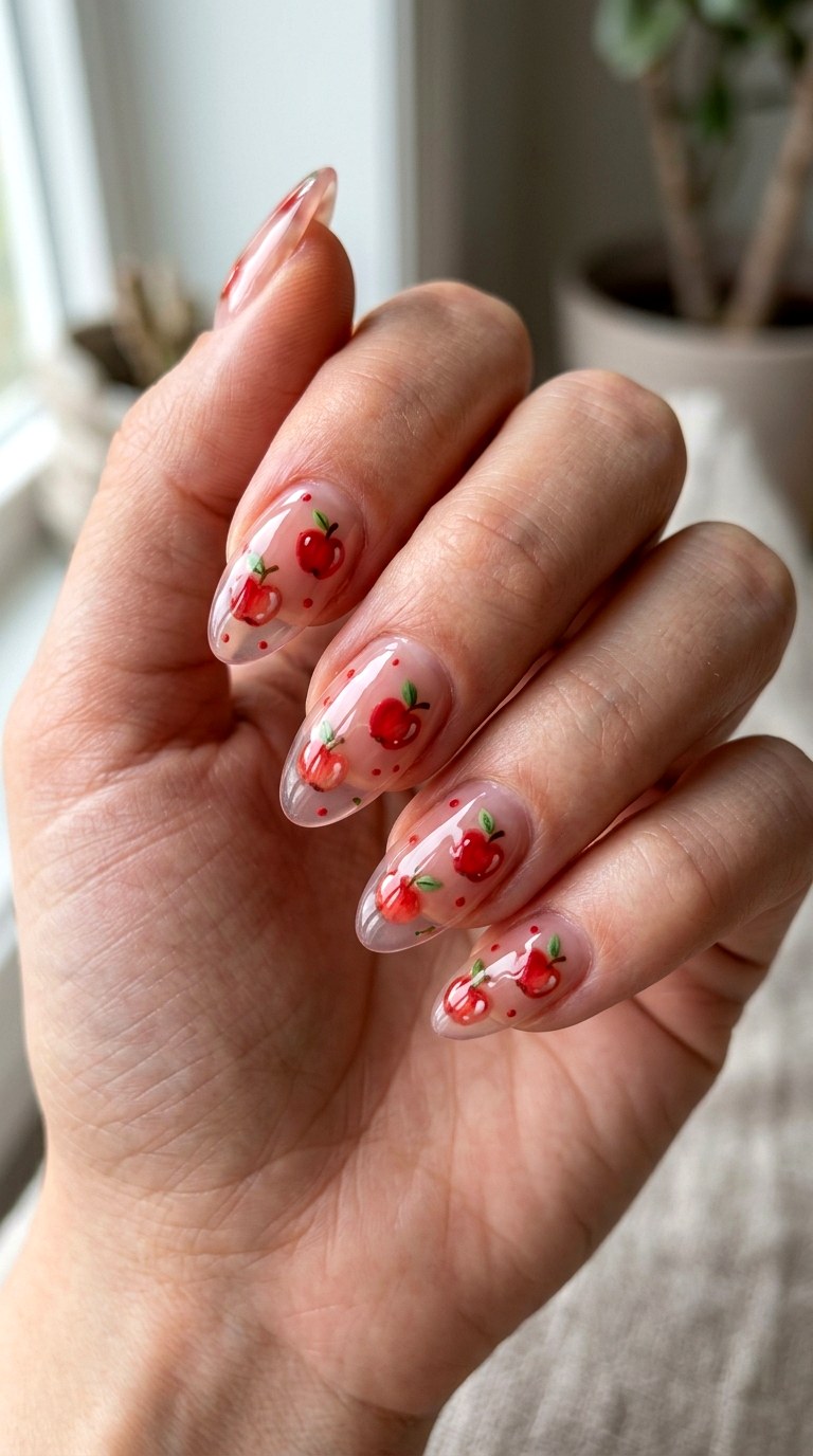 Jelly Apple Picnic Set - 20 apple whimsical nail design ideas