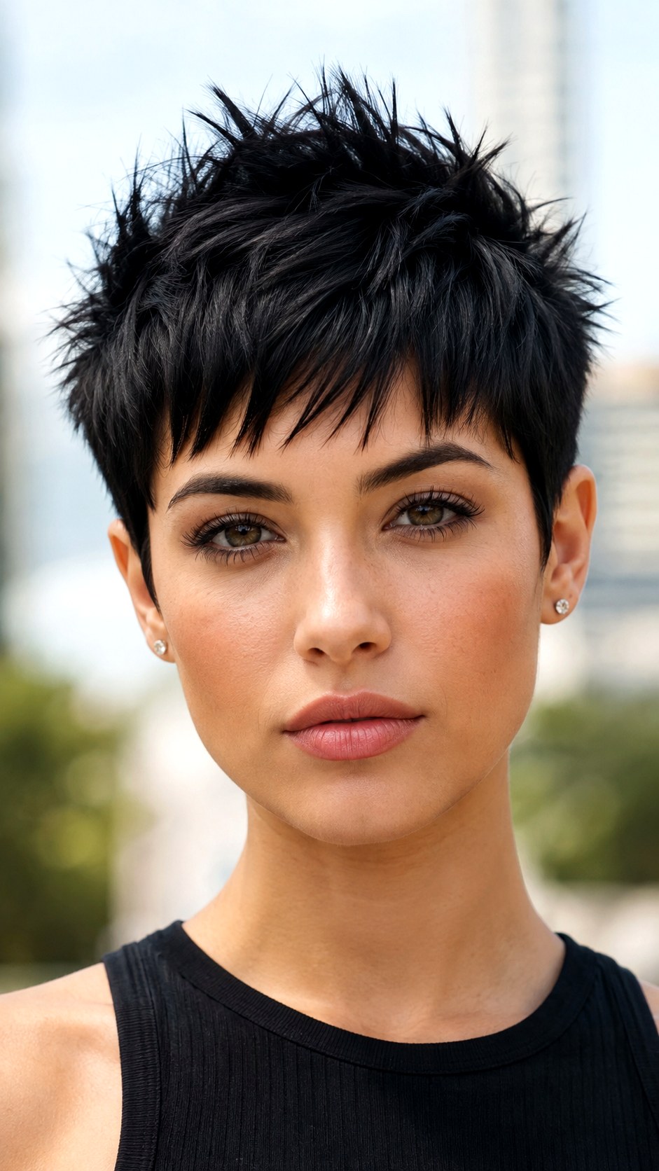 Jet Black Spiky Crop with Bangs - 24 spiky hairstyle ideas