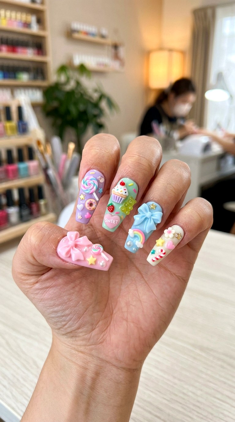 Kawaii D Sweet Charm Nails - 20 Kawaii nail design ideas