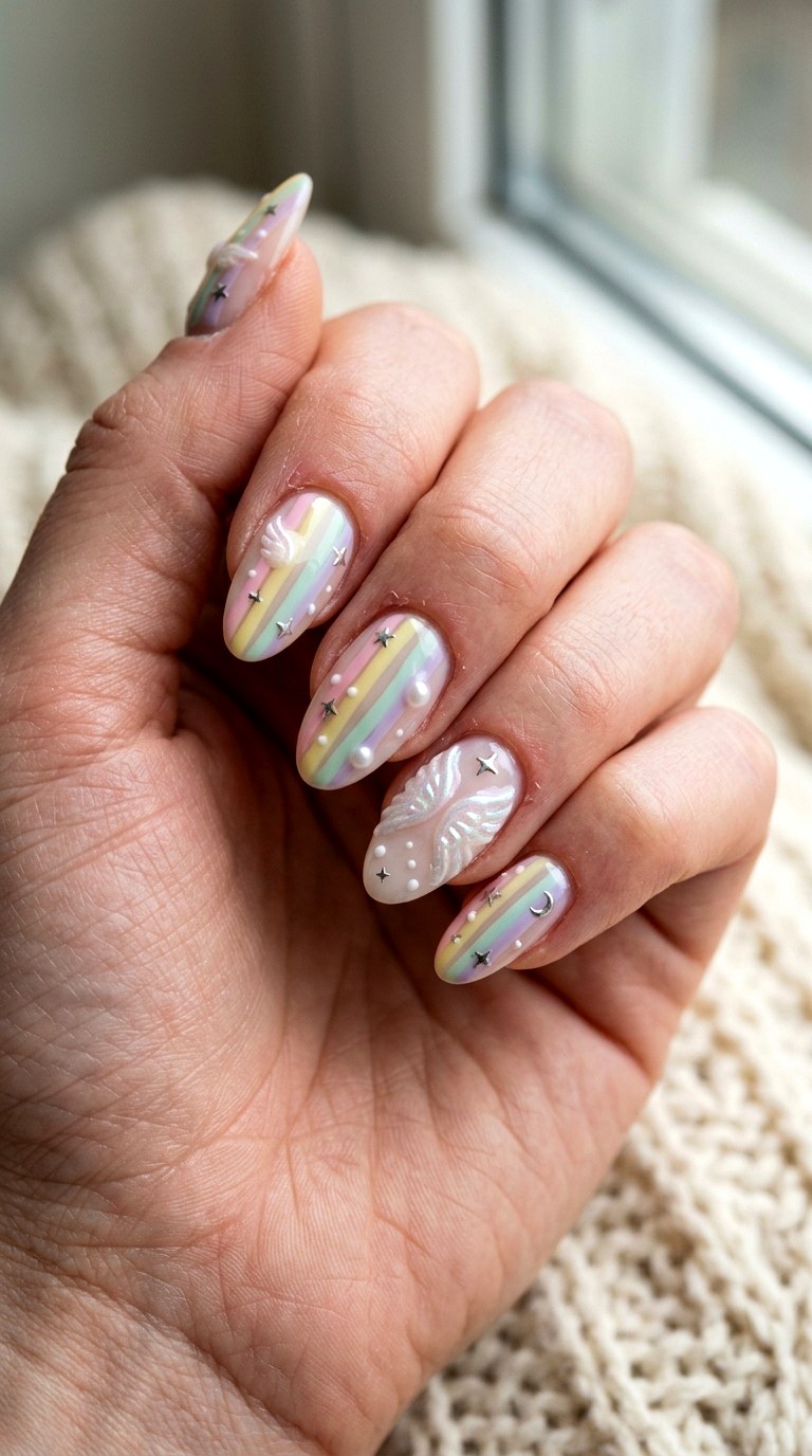 Kawaii Cloud Wish Nails - 23 handmade wish core nail ideas