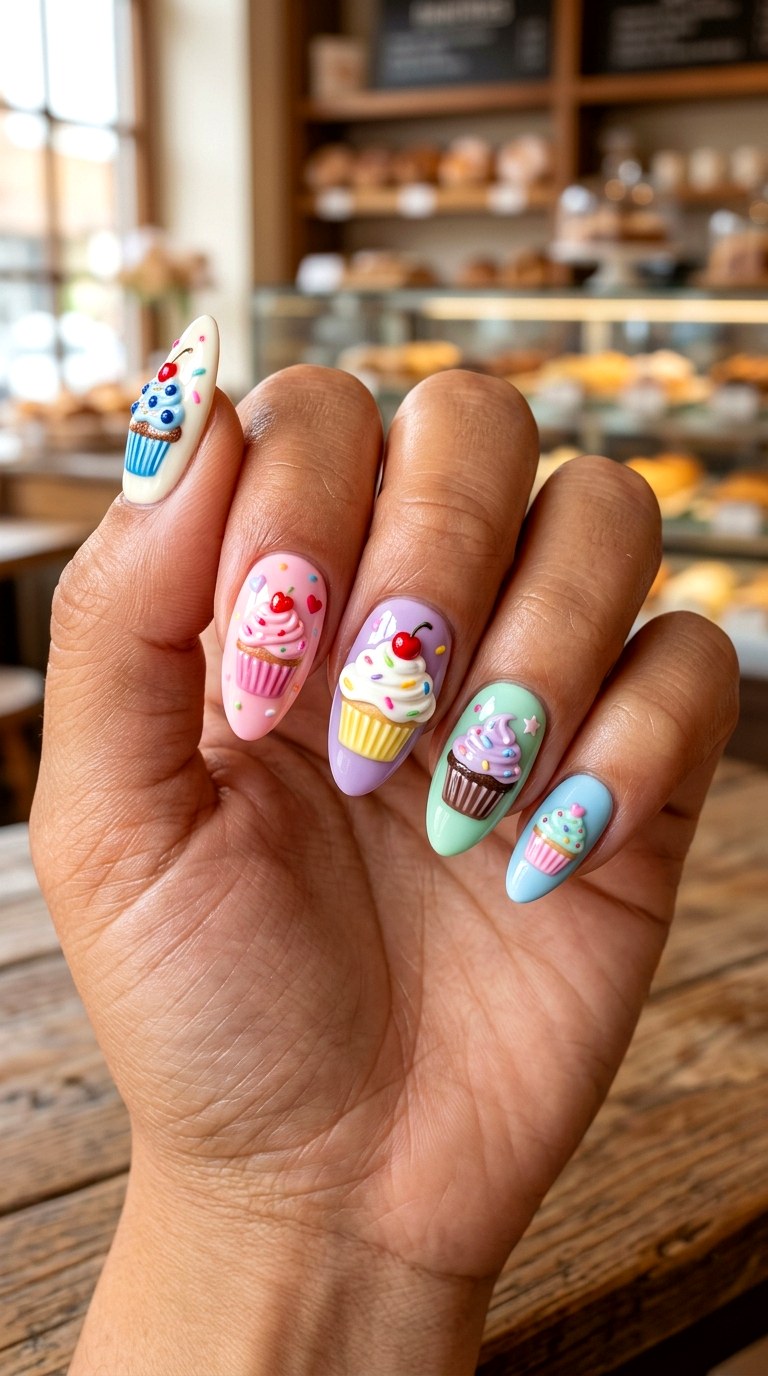 Kawaii Cupcake Nail Art - 20 Kawaii nail design ideas