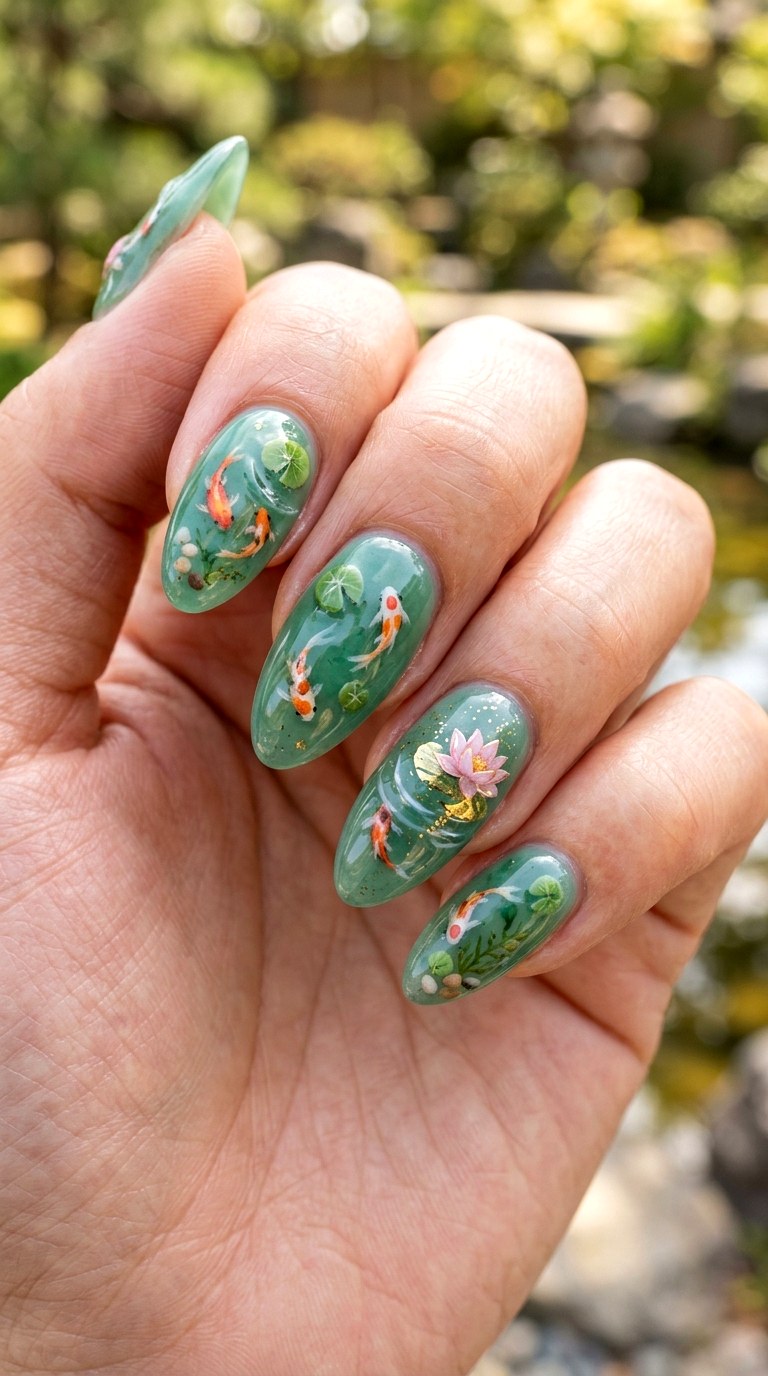Koi Pond Green Ripple Nails - 23 3d green ripple nail art inspiration ideas