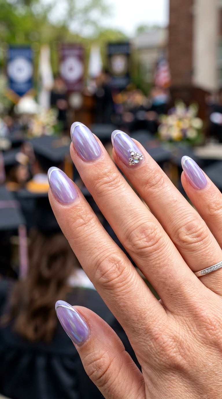 Lavender Graduation Chrome - 25 graduation Nail art inspiration ideas