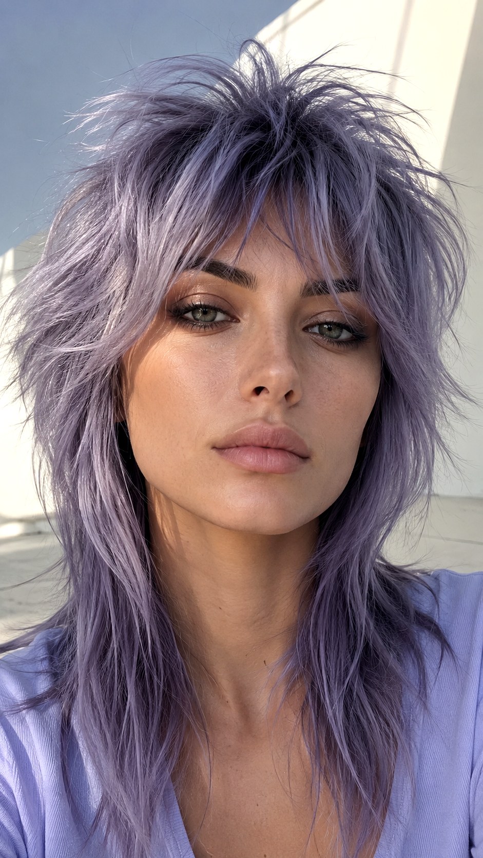 Lavender Grey Long Spiky Layers - 24 spiky hairstyle ideas