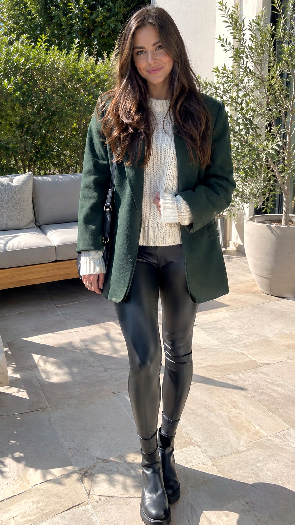 Leather Leggings and Blazer Style - 23 oversized blazer outfit ideas