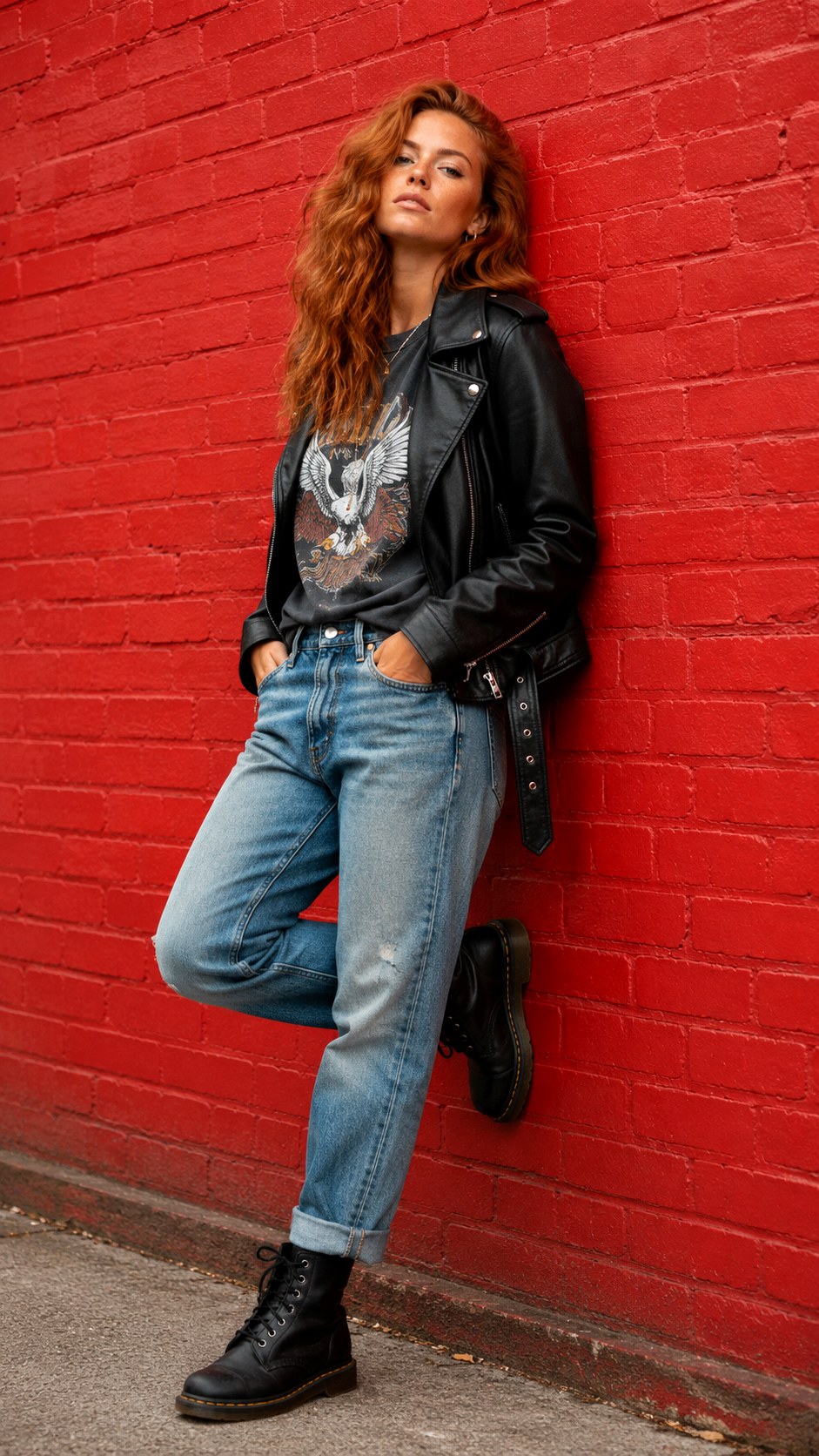 Leather Moto Jacket and Vintage Wash Jeans - 23 Vintage Wash Jeans outfit Ideas