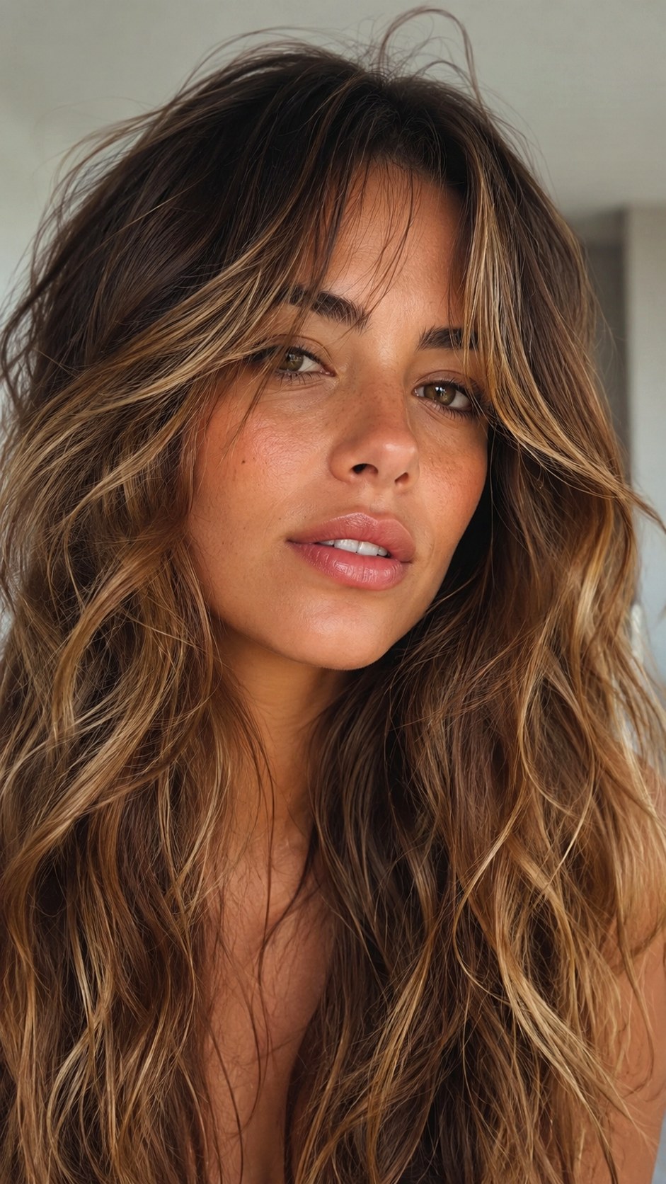 Lived In Bronde Tousled Bedhead - 24 Wispy Curtain Bangs Long Hair Ideas