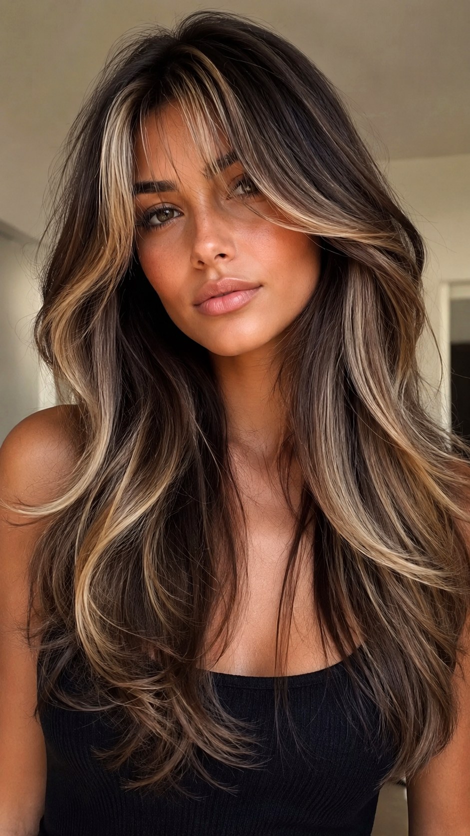 Long Bangs with Butterfly Layers - 20 Long Layered Hair with Bangs Ideas