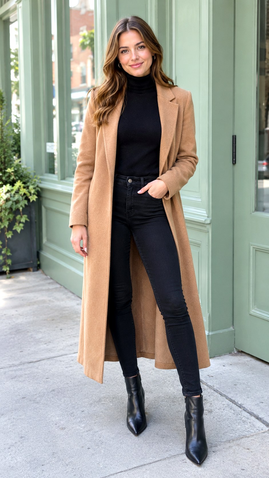 Longline Duster Coat and Ankle Boots - 24 early fall outfit look ideas