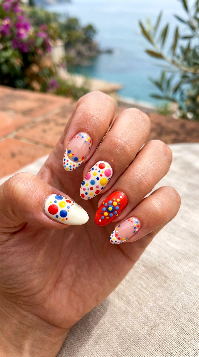 Luxe Italian Summer Dots - 21 Italian summer polka dot Nail ideas