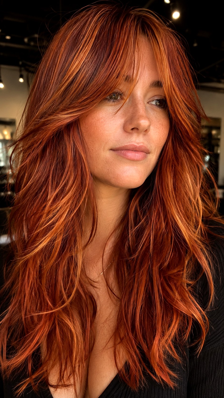 Maple Syrup Red on Long Shag - 22 red hair color highlights ideas