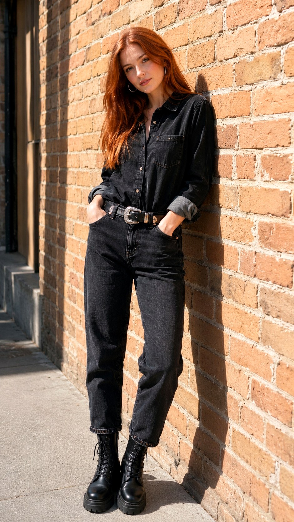 Matching Denim Shirt Black Washed Jeans - 20 Black Washed Jeans outfit Ideas