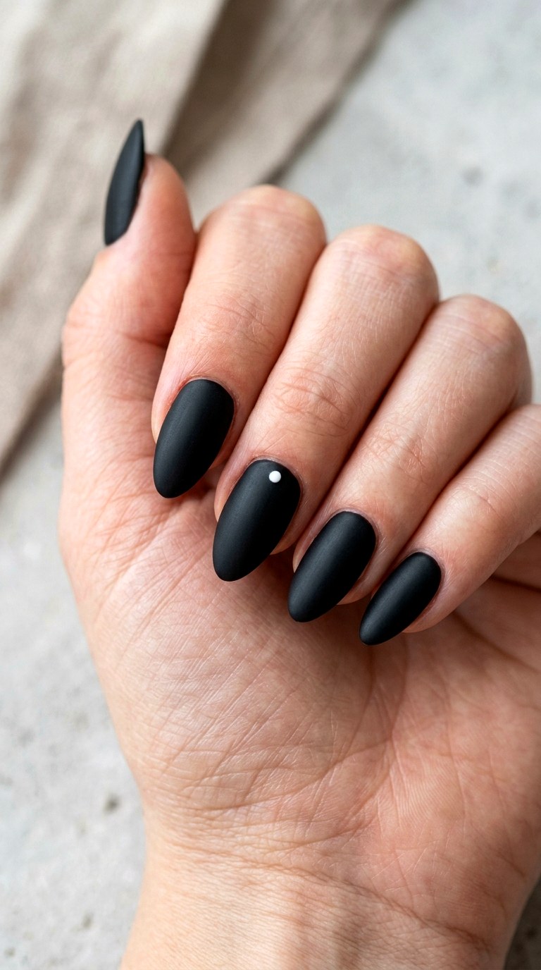 Matte Black Minimalist Nails - 21 cute halloween nail ideas