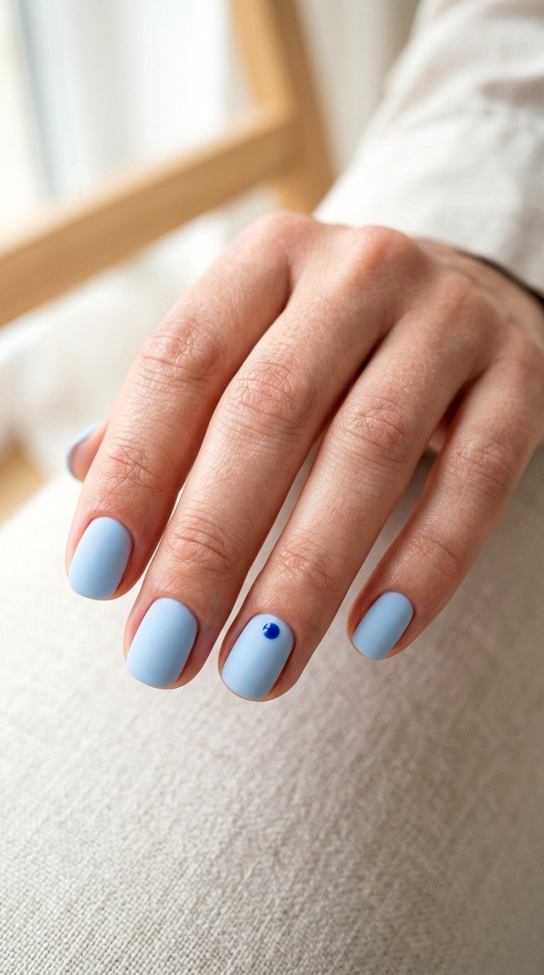 Matte Powder Blue Short Nails - 24 blue nails short ideas