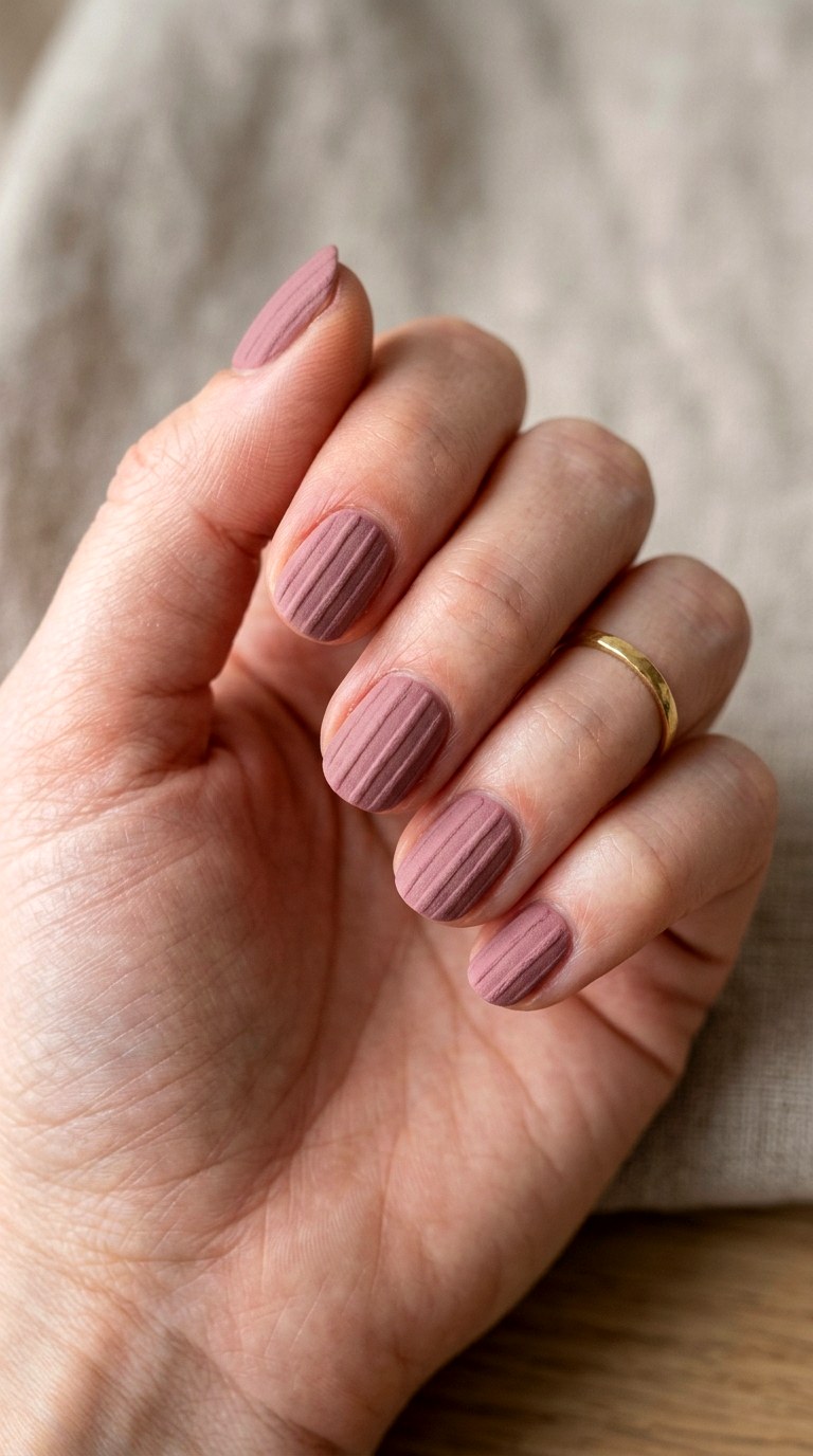 Mauve Rose Ribbed Sweater Nails - 23 sweater nails fall nail art design ideas