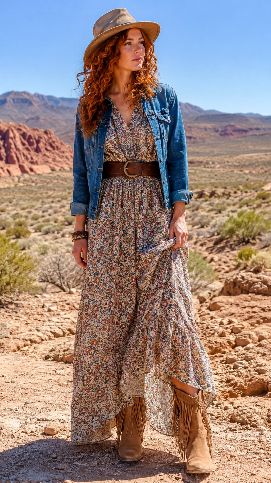 Maxi Boho Dress Denim Button Up Outfit - 22 Denim Button Up Outfit Ideas