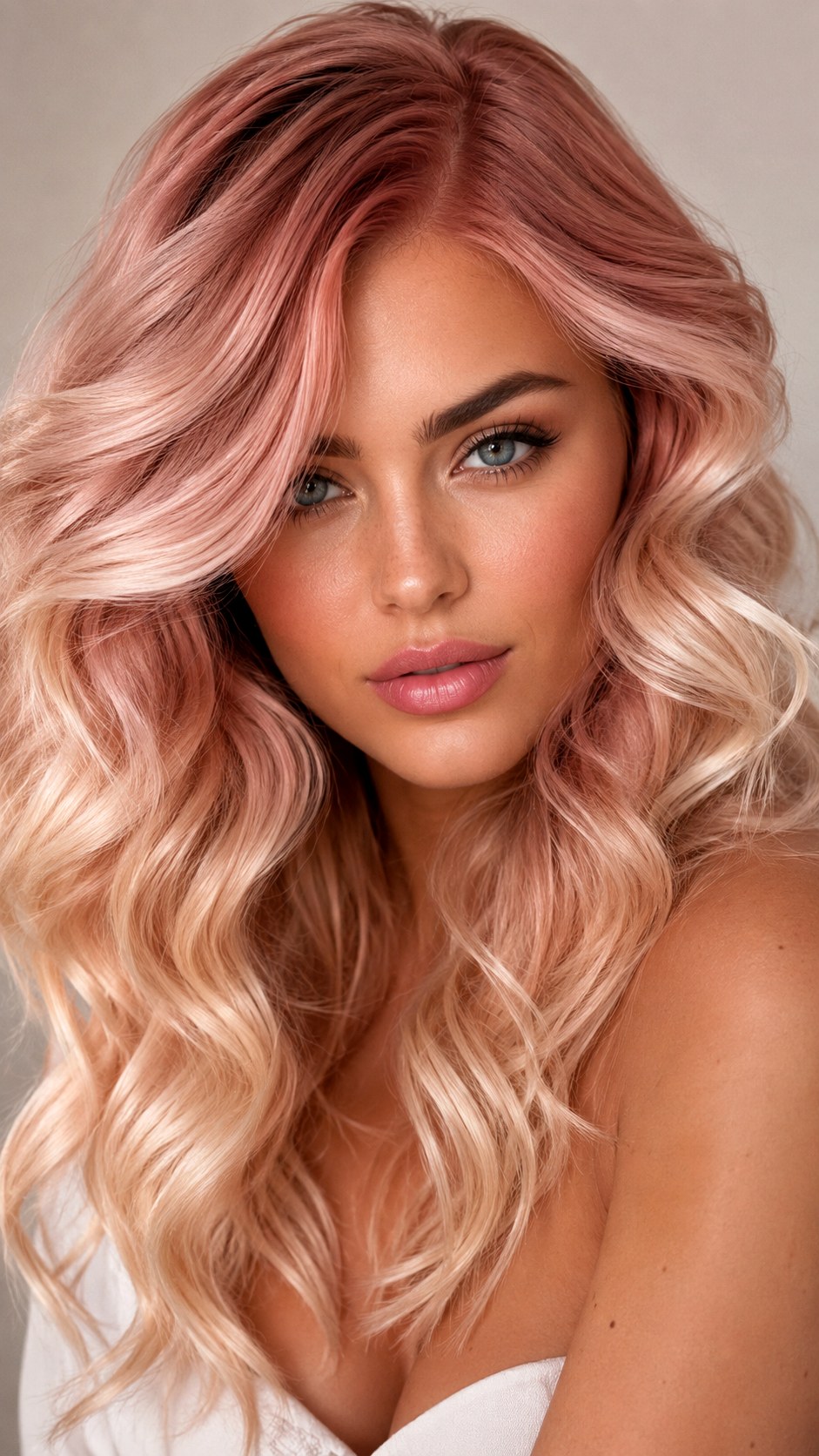 Melted Rose Gold Bouncy Curls - 23 hot pink hair color ideas