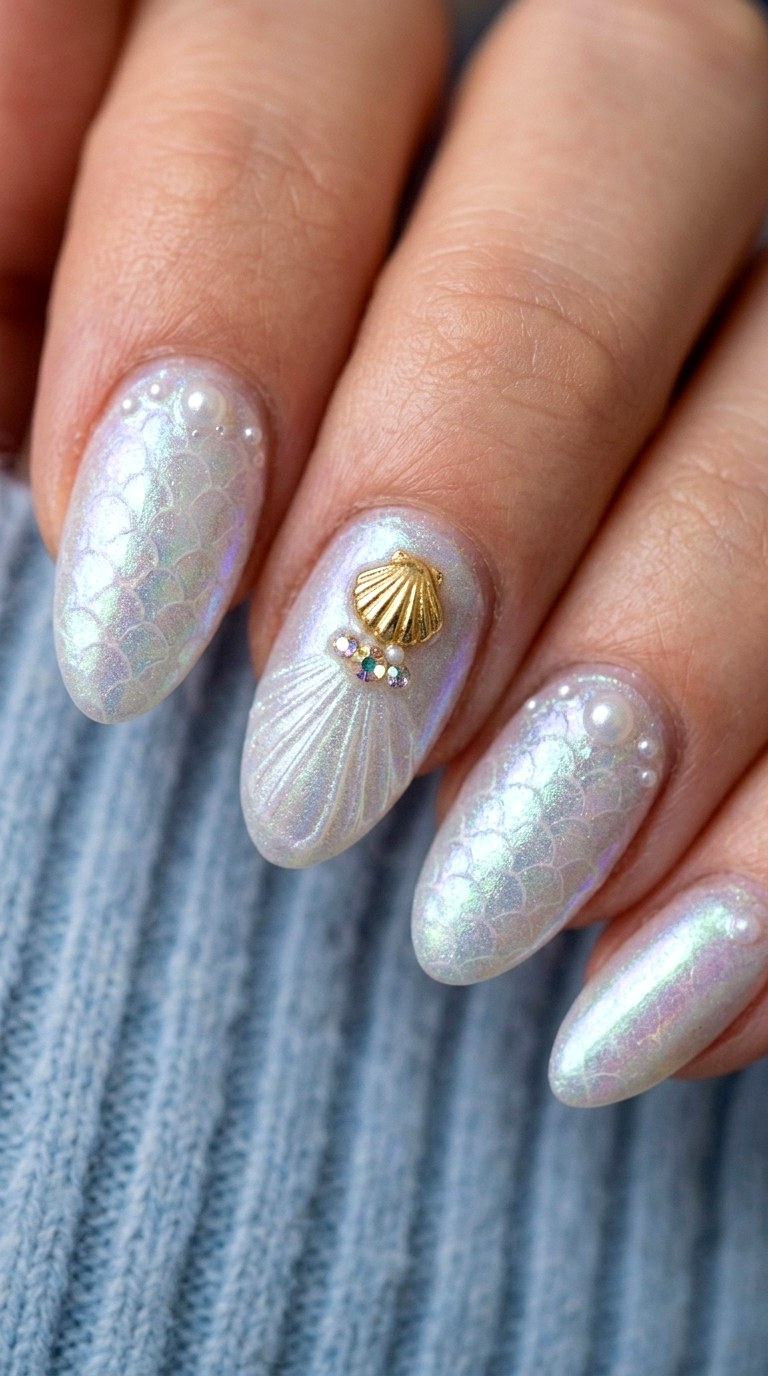 Mermaid Pearl Nails - 25 cute summer nail ideas