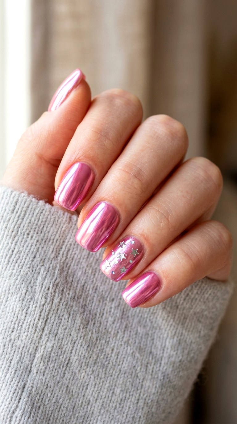Metallic Pink Glazed Nails - 23 teen nail ideas