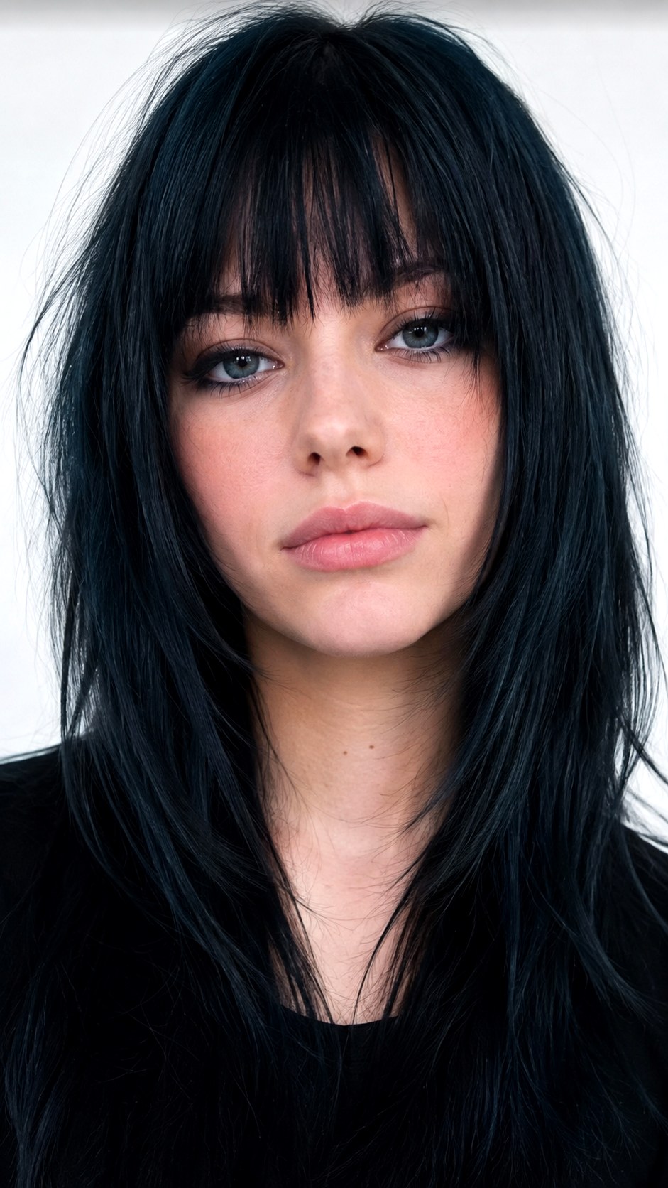 Micro Bangs with Long Textured Layers - 20 Long Layered Hair with Bangs Ideas