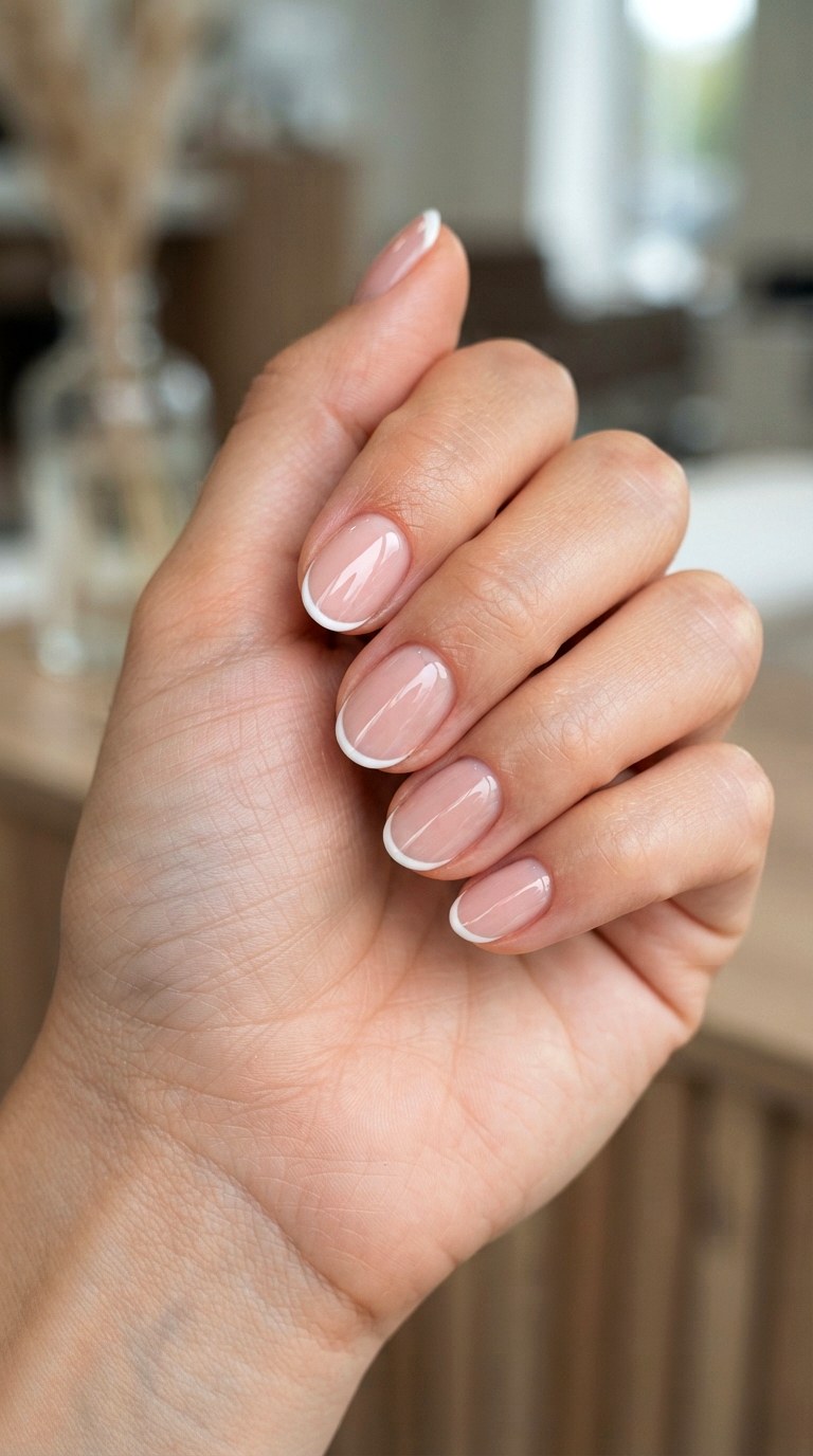 Micro French Oval Nails - 24 oval short nail ideas