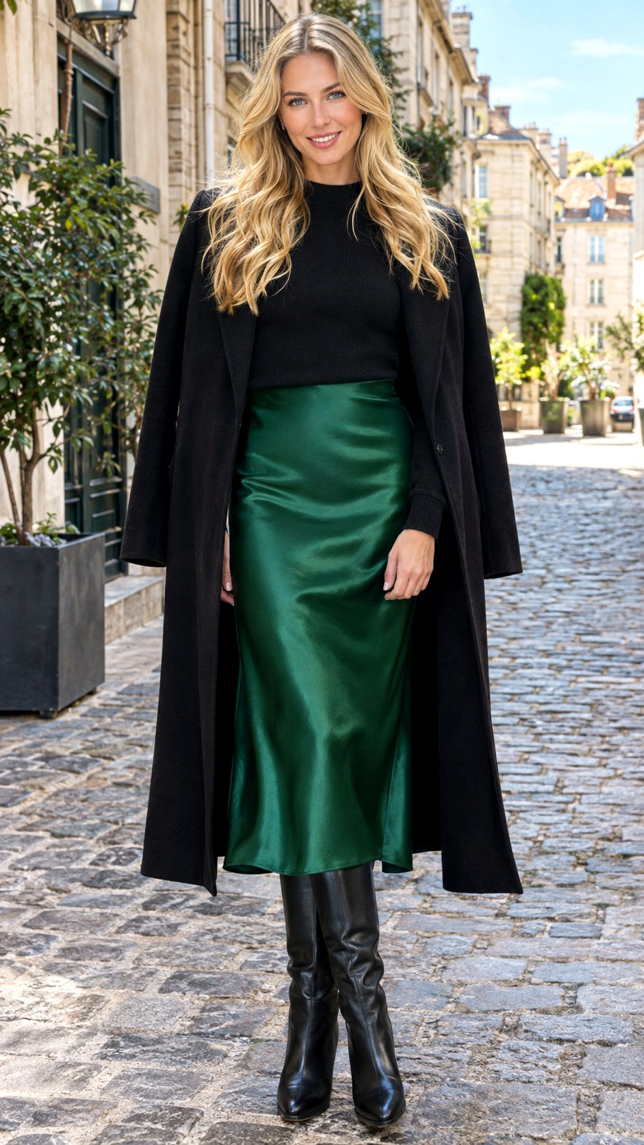 Midi Skirt and Tall Riding Boots - 22 layered fall fashion outfit ideas