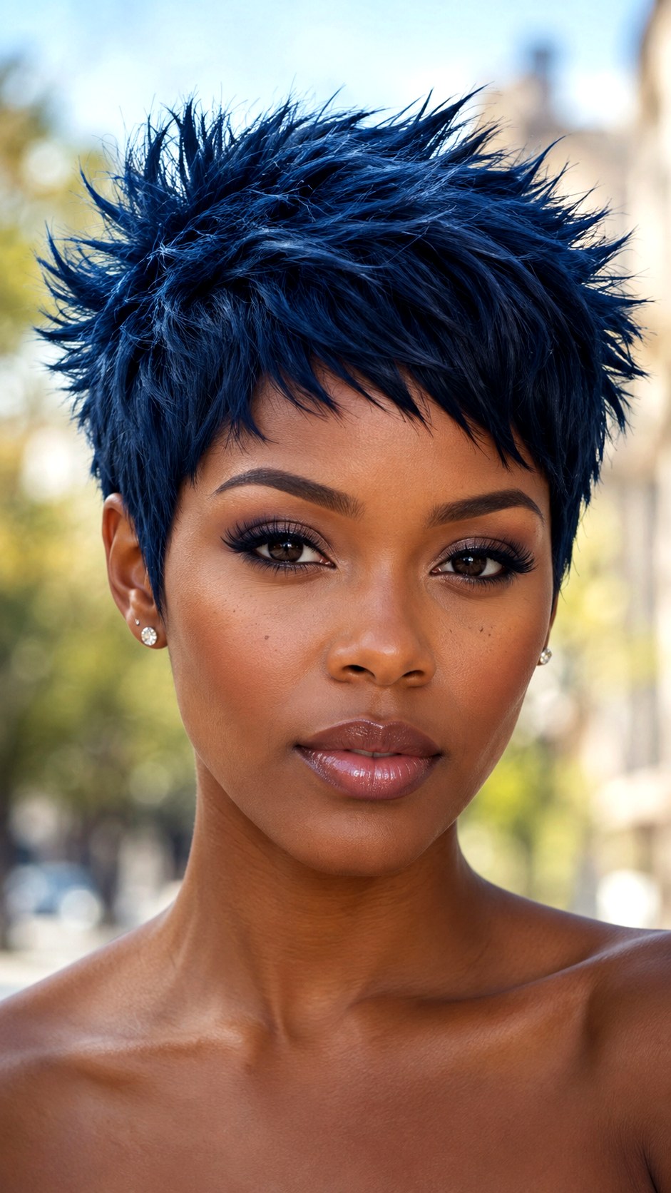 Midnight Blue Spiky Textured Pixie - 24 spiky hairstyle ideas