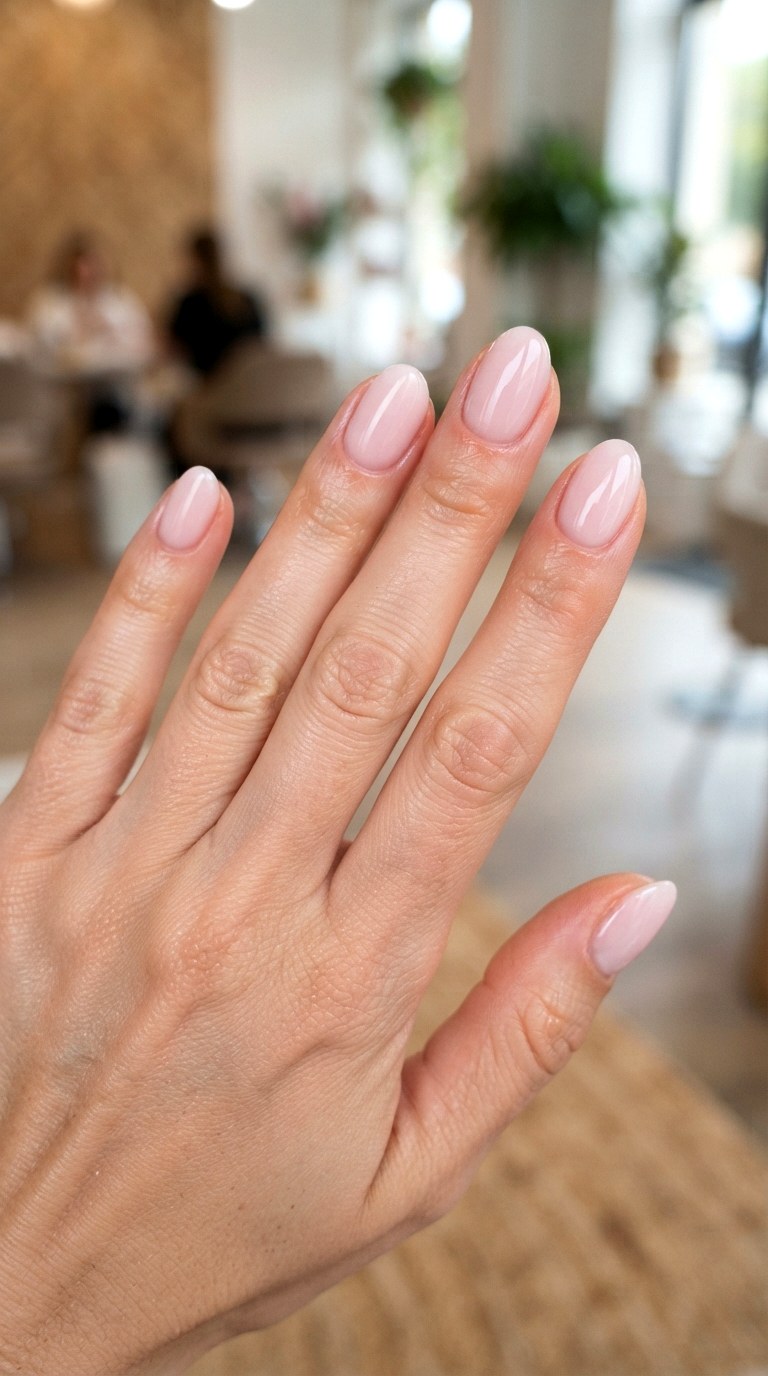 Milky Pink Oval Short Nails - 24 oval short nail ideas