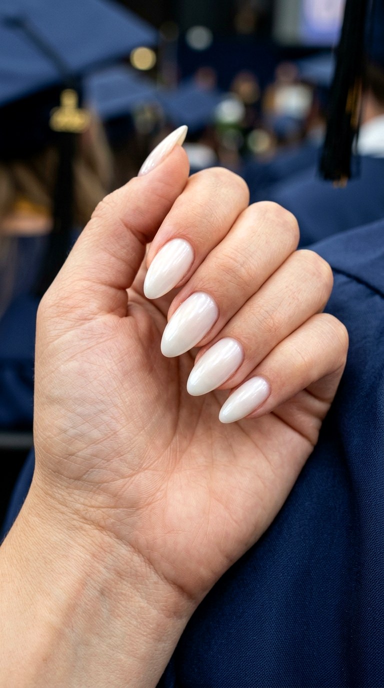 Milky White Graduation Nails - 25 graduation Nail art inspiration ideas