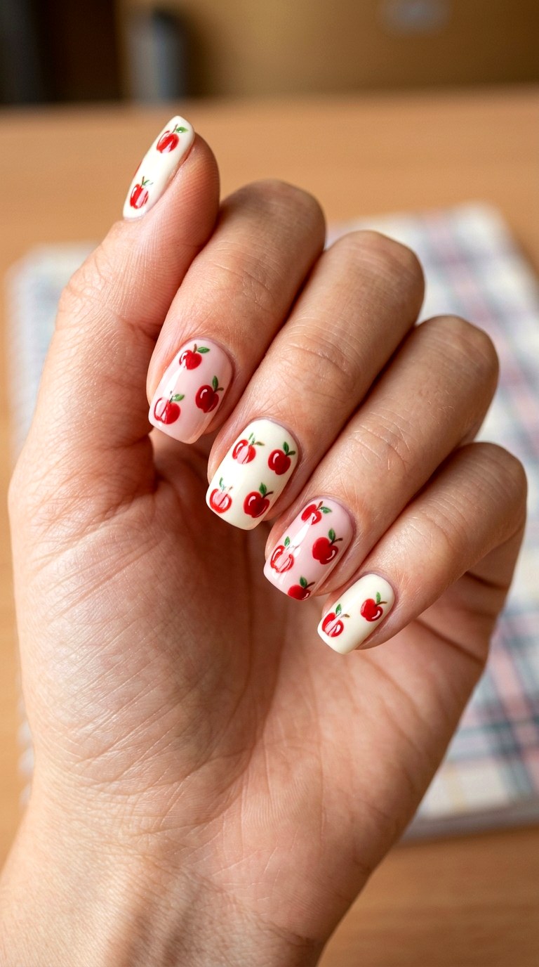 Mini Apple Nail Art - 23 cute back to school nail ideas