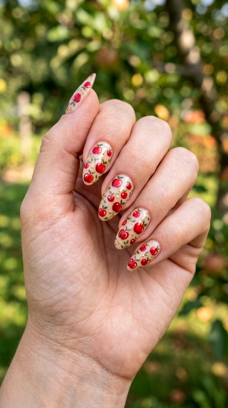 Mini Apple Orchard Nails - 20 apple whimsical nail design ideas
