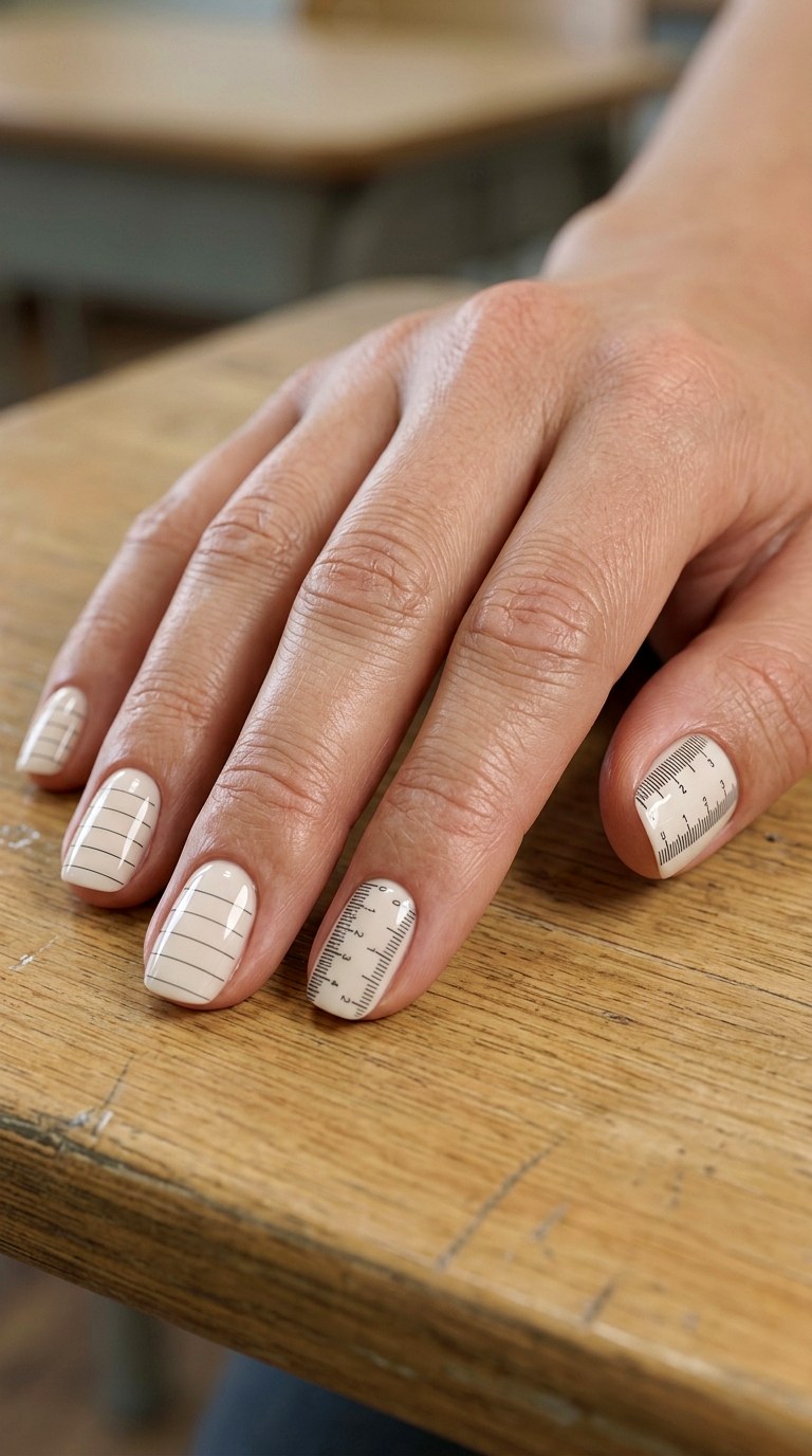 Mini Ruler Line Details - 23 back to school nail art inspiration ideas