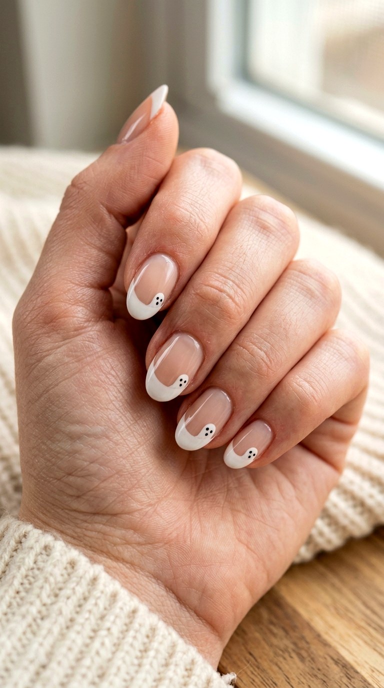 Minimalist Ghost French Nails - 24 halloween nail ideas