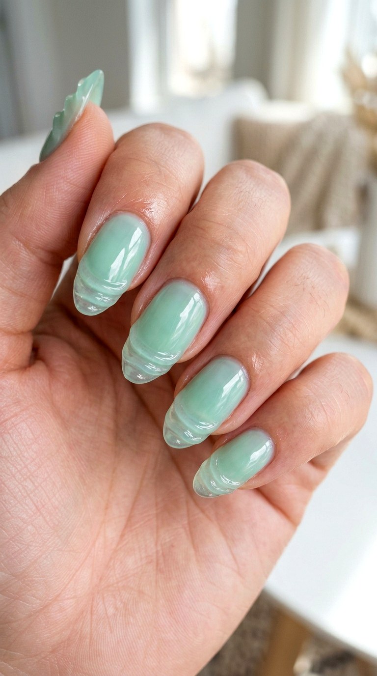 Mint Green Ripple Gel Nails - 23 3d green ripple nail art inspiration ideas