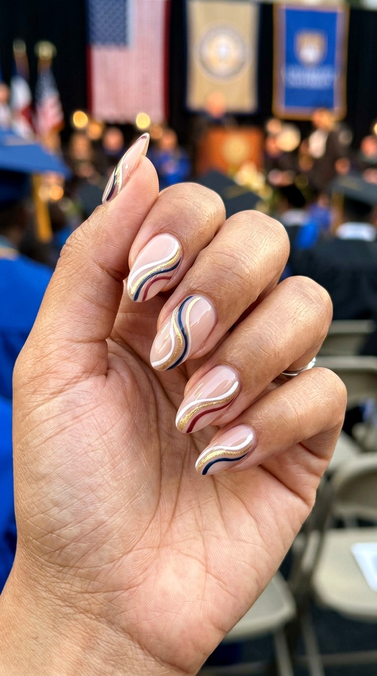 Modern Graduation Swirl Nails - 25 graduation Nail art inspiration ideas