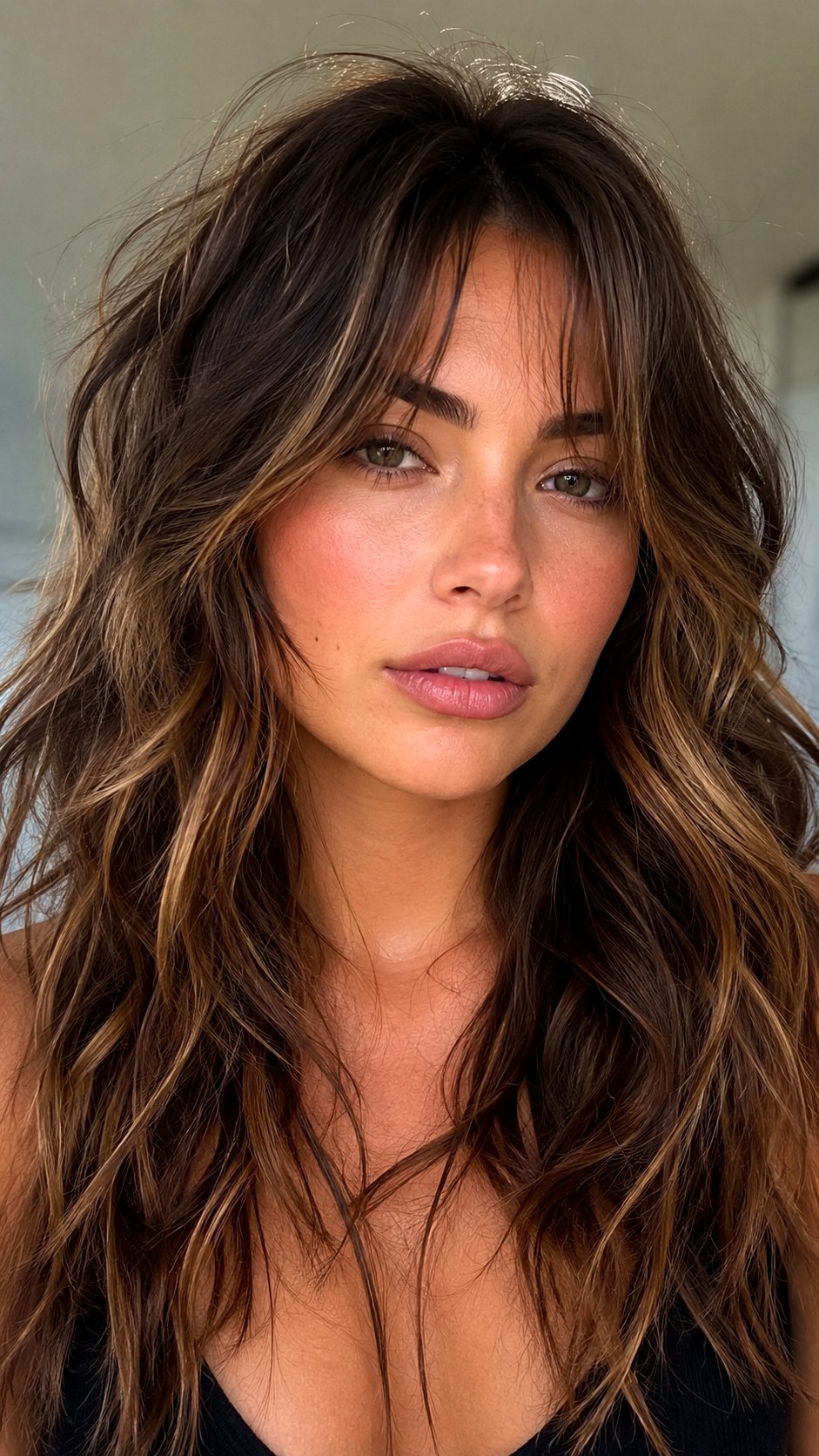 Modern Shag Choppy Textured Layers - 24 Wispy Curtain Bangs Long Hair Ideas